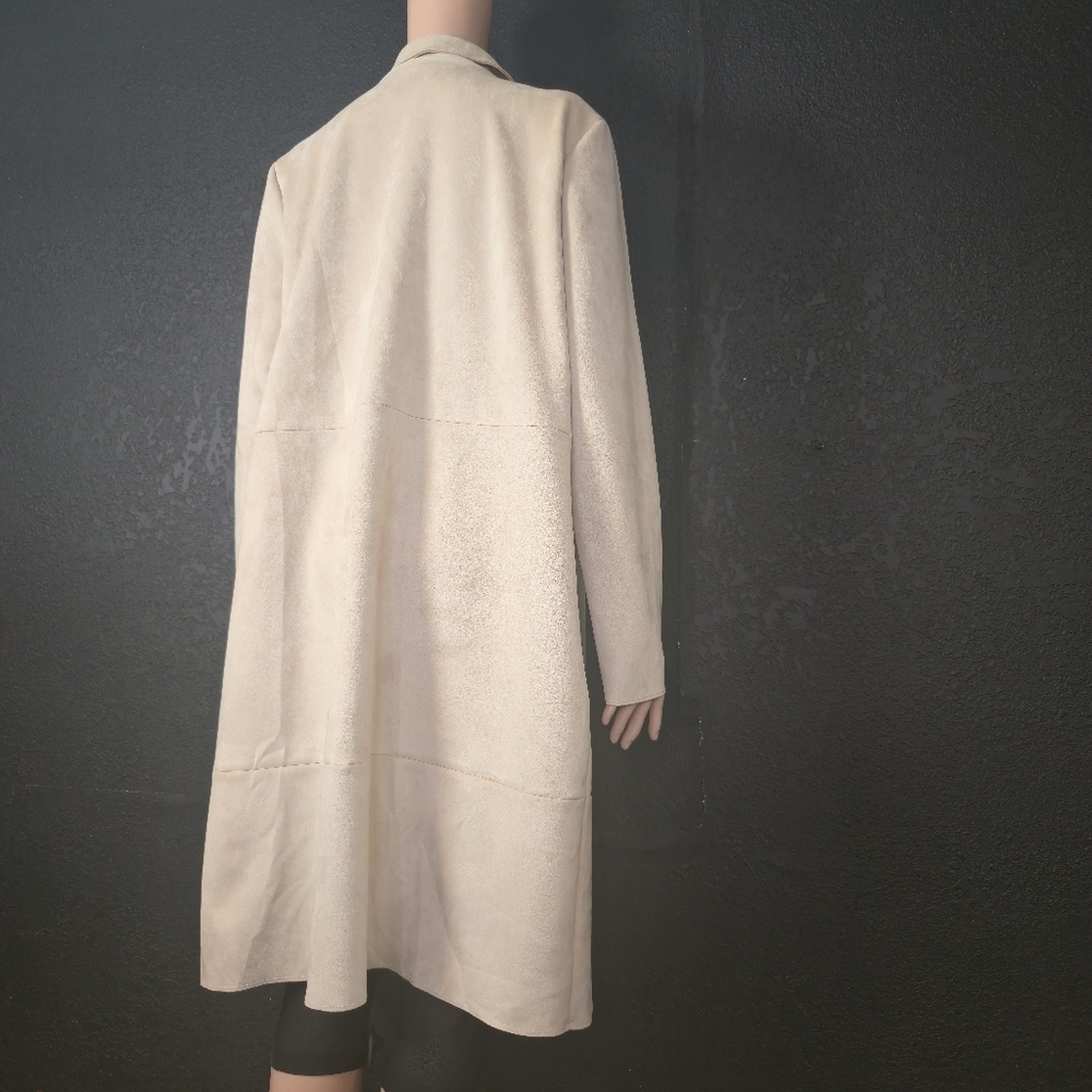 Marc New York OPEN JACKET MICROSUEDE cream ivory off-white pale beige Size Large - Picture 10 of 17
